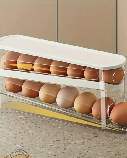 رف البيض المتدحرج ذو طبقتين