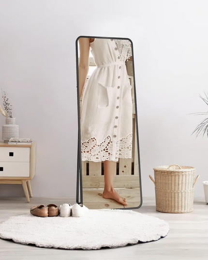 Rectangular Standing Mirror Black
