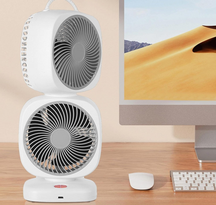 Double Head Rotating Desk Fan Rechargeable