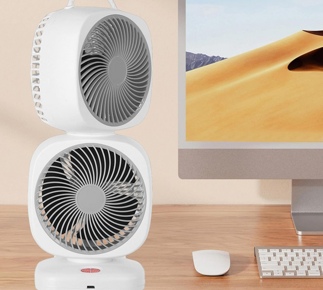 Double Head Rotating Desk Fan Rechargeable