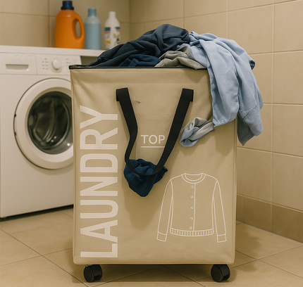 سلة غسيل قابلة للطي مع عجلات