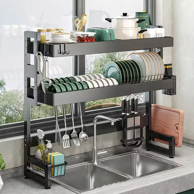 رف حوض المطبخ قابل للتعديل بشكل مزدوج