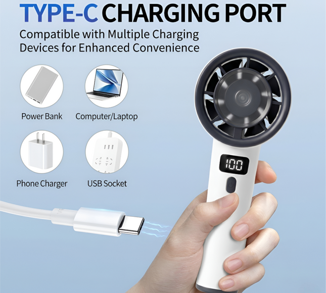 Handheld Digital Display Charging Fan