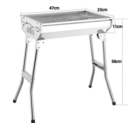 شواية شواء محمولة قابلة للطي بسطح من الفولاذ المقاوم للصدأ