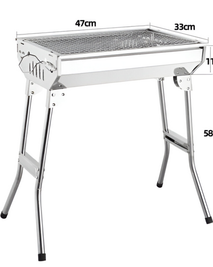 Portable Folding BBQ Grill  Stainless Steel Surface