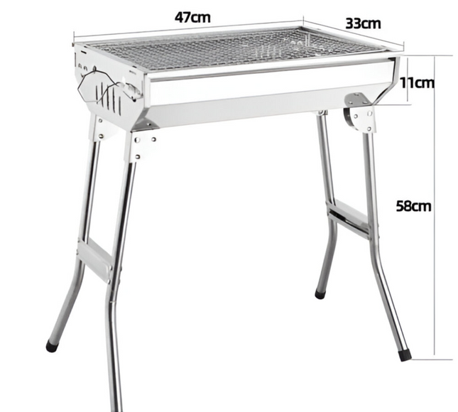 شواية شواء محمولة قابلة للطي بسطح من الفولاذ المقاوم للصدأ