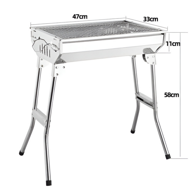 شواية شواء محمولة قابلة للطي بسطح من الفولاذ المقاوم للصدأ
