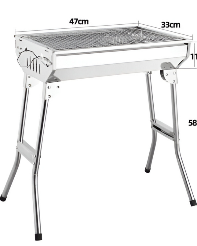 Portable Folding BBQ Grill  Stainless Steel Surface