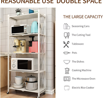 Foldable Kitchen Storage Rack 5 Layer White