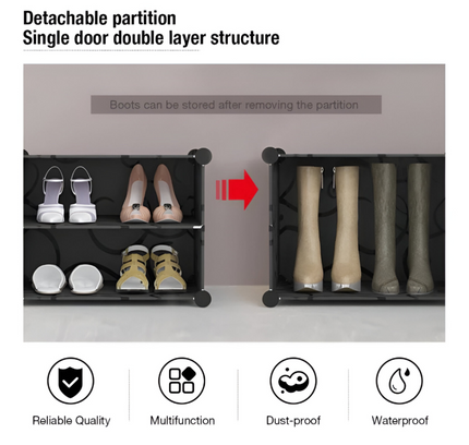 رف أحذية مكون من عمودين و6 طبقات و6 أبواب