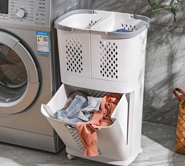 Rolling Laundry Basket With Drawers