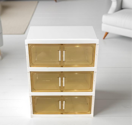 رف أحذية تلسكوبي مكون من عمودين وثلاث طبقات