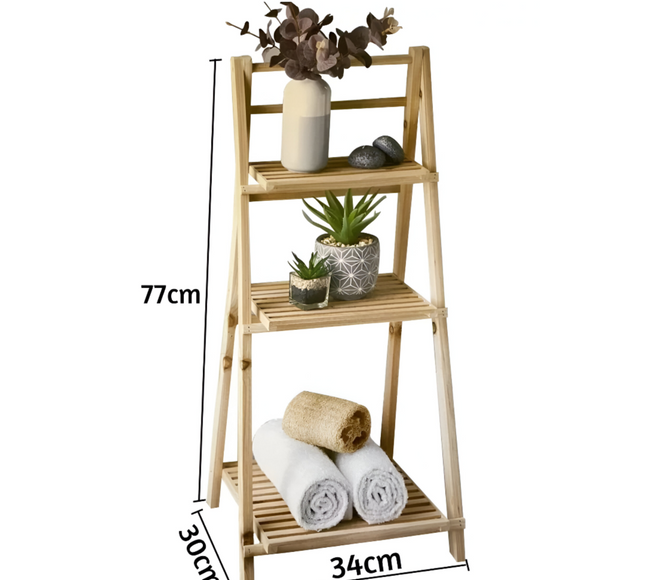 Wooden Folding Ladder Shelf 3 Tier