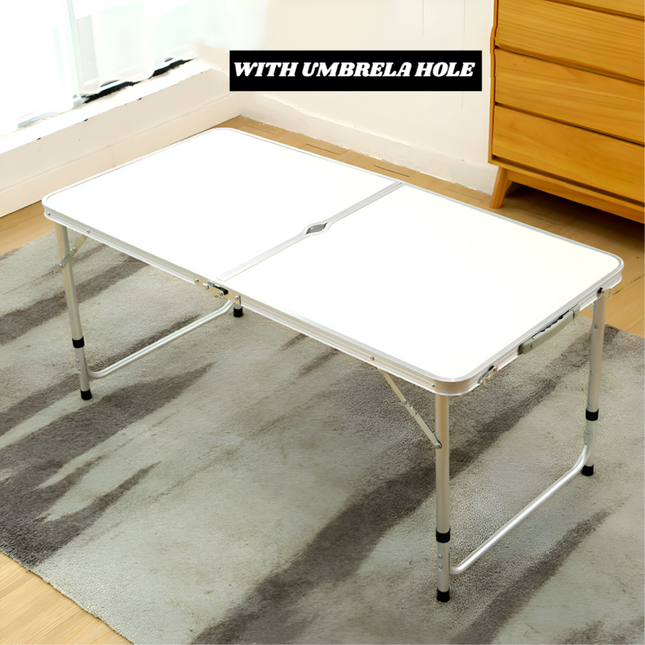 طاولة نزهة خارجية قابلة للطي مع فتحة للمظلة