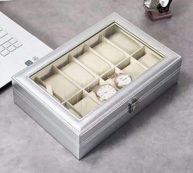 Watch Box Organizer Leather 12 Slots