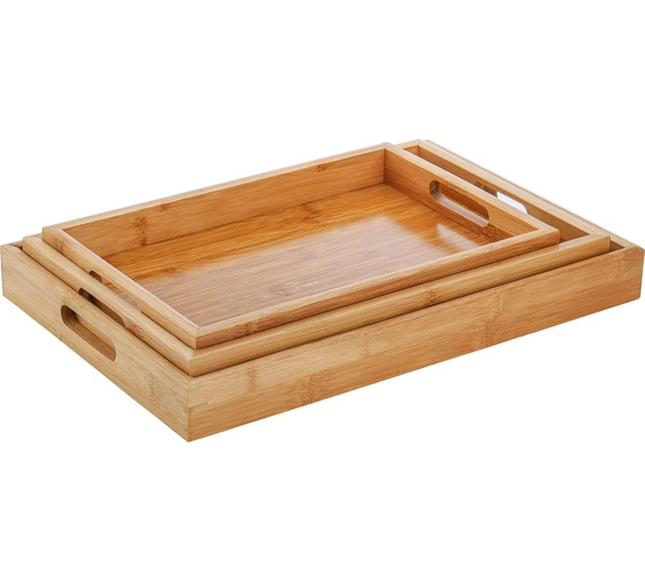 Bamboo Serving Tray Rectangular 3 Set Nd-33893P