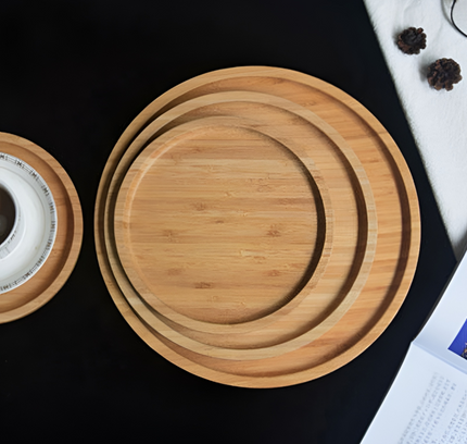 Bamboo Serving Tray Round 3 Pcs Set