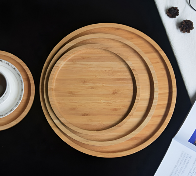 Bamboo Serving Tray Round 3 Pcs Set