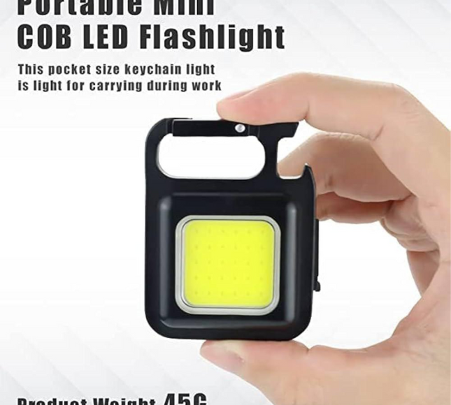 مصباح ليد صغير قابل لإعادة الشحن مع سلسلة مفاتيح