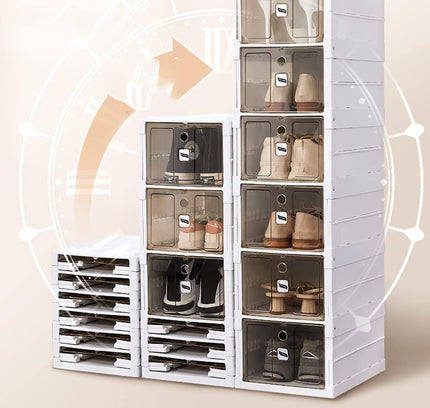 Telescopic folding shoe rack