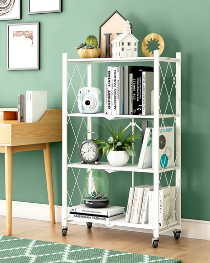 4 layer Foldable Kitchen Storage Rack- White
