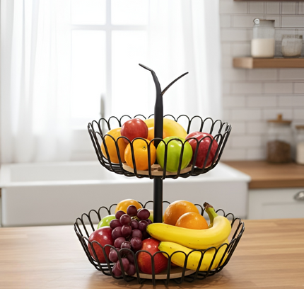 Double Layered Fruit Basket Metal