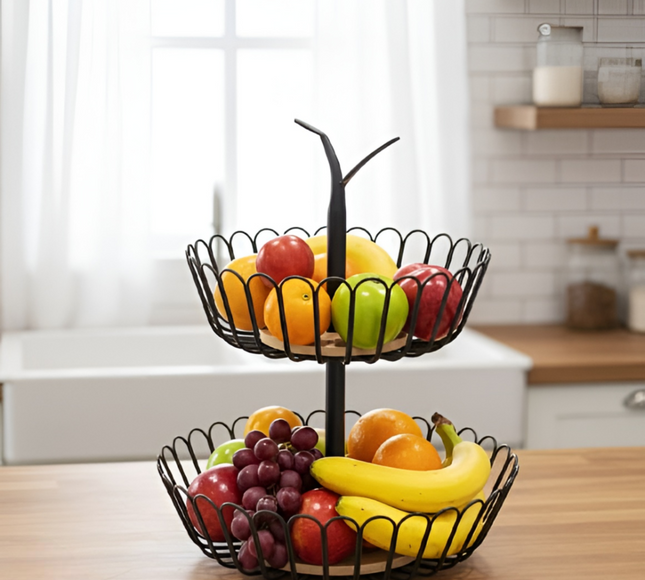 Double Layered Fruit Basket Metal
