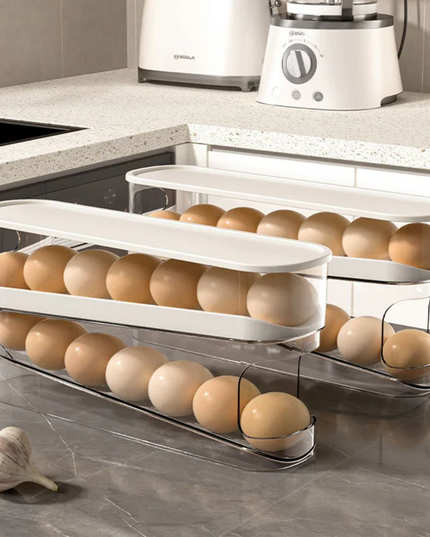 رف البيض المتدحرج ذو طبقتين