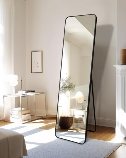 Rectangular Standing Mirror Black