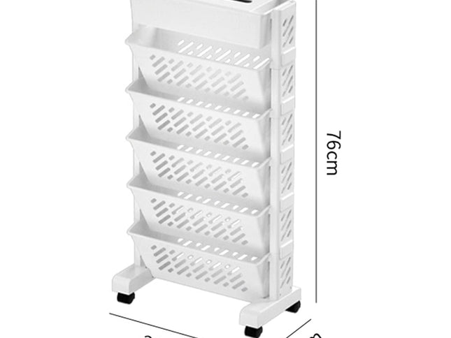 Multilayer Book Shelf with Wheels 5 Tier