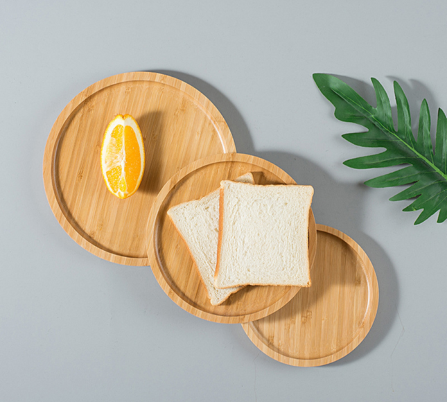 Round Bamboo Serving Trays Set 3Pcs