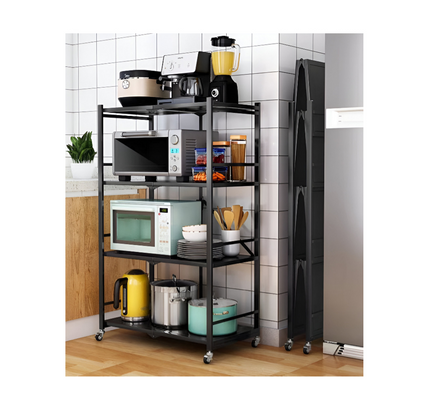 رف تخزين مطبخ قابل للطي مكون من 4 طبقات