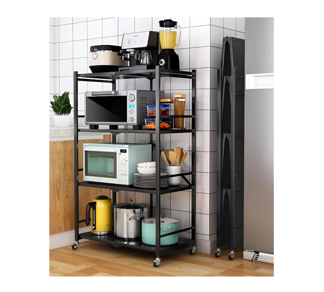 رف تخزين مطبخ قابل للطي مكون من 4 طبقات