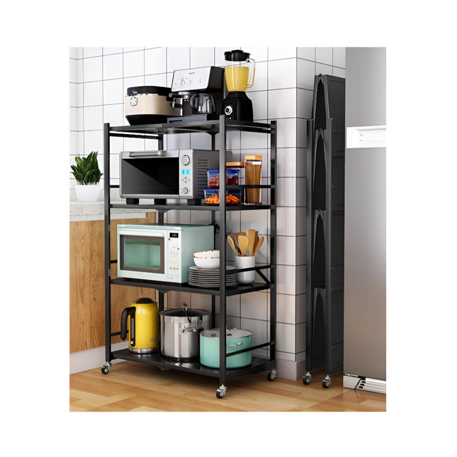 رف تخزين مطبخ قابل للطي مكون من 4 طبقات