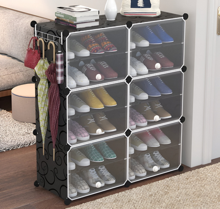 رف أحذية مكون من عمودين و6 طبقات و6 أبواب