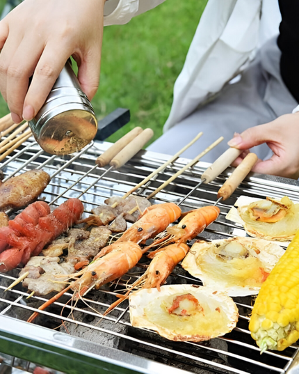 Portable Folding BBQ Grill  Stainless Steel Surface