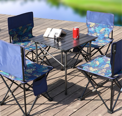 Foldable Camping Table With 4Chair Set
