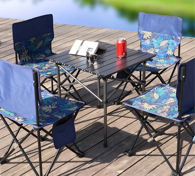 Foldable Camping Table With 4Chair Set