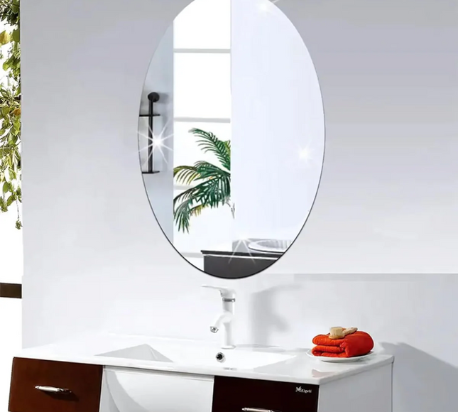 Adhesive Mirror Wall Sticker, Oval Shape Small