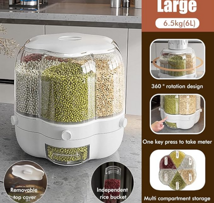 Rotating Grain Rice Storage Dispenser