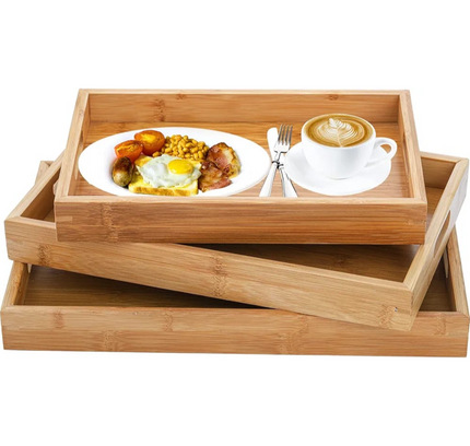 Bamboo Serving Tray Rectangular 3 Set Nd-33893P