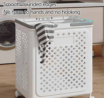 سلة غسيل بلاستيكية قابلة للطي مع عجلات