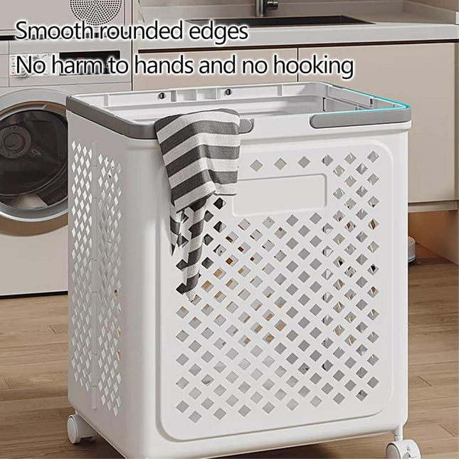 سلة غسيل بلاستيكية قابلة للطي مع عجلات