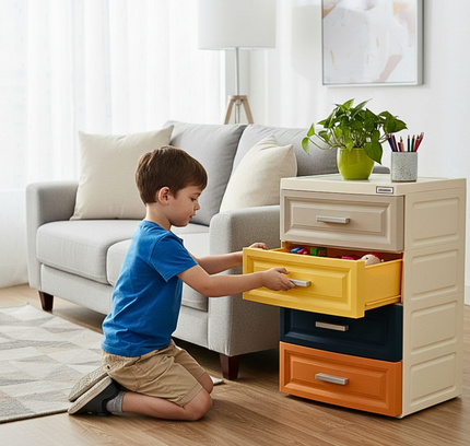 Plastic Storage Drawer Shelf 4 Layer
