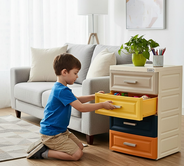 Plastic Storage Drawer Shelf 4 Layer
