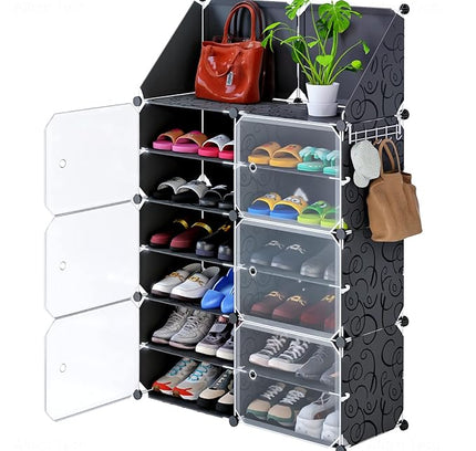 رف أحذية مكون من عمودين و7 طبقات و6 أبواب