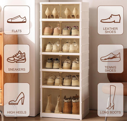 Telescopic Foldable Shoe Cabinet 2 Column 6 Layer