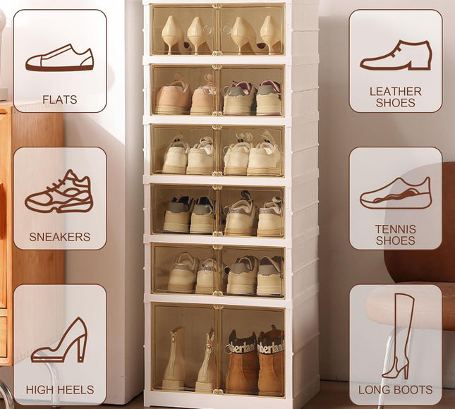 Telescopic Foldable Shoe Cabinet 2 Column 6 Layer