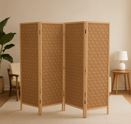 Foldable Privacy Room Divider Partition Wood