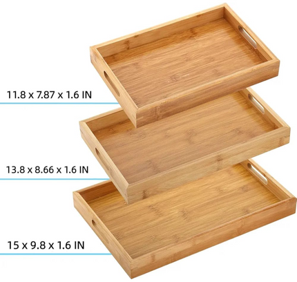 Bamboo Serving Tray Rectangular 3 Set Nd-33893P
